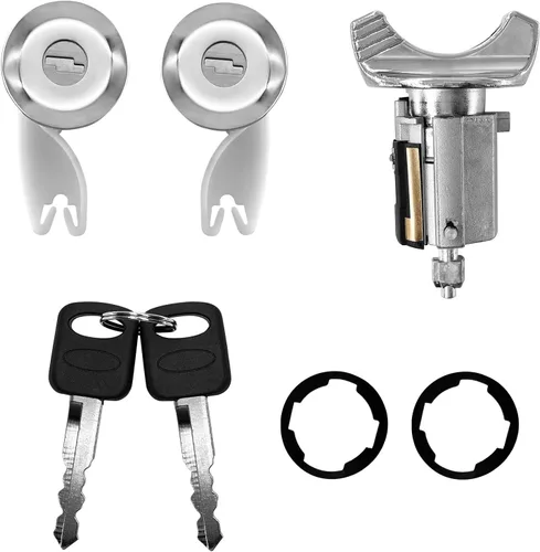 Juego de cilindros de cerradura de puerta y llave de encendido con llaves, compatible con vehículos Ford F150/250/350 de 1990-1995, E150/250/350,