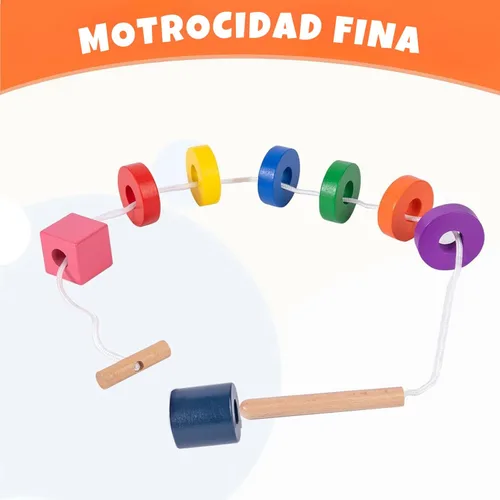 Miniatura 4 de Adena Montessori Juego de cordones de madera con bandeja, juego de cuentas de madera Montessori para niños de 1, 2, 3 años, habilidades motoras