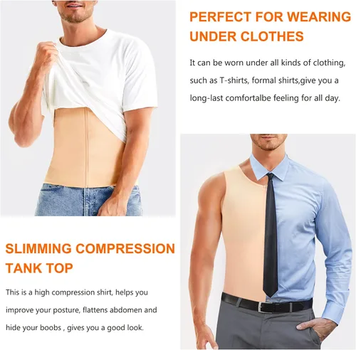 Miniatura 5 de Wonderience Camisetas de compresión para hombre, camiseta sin mangas con cremallera