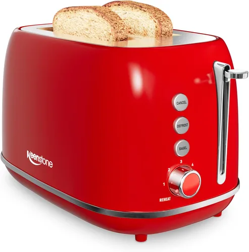 Miniatura 18 de Tostadoras de 2 rebanadas de acero inoxidable retro con bagel, función de cancelar, descongelar y 6 ajustes de tostado de pan, tostadora de bagel