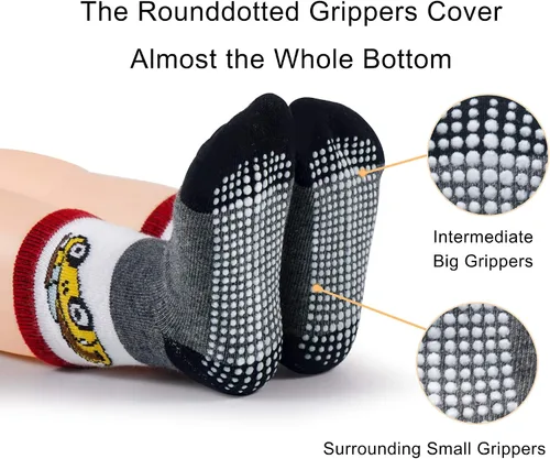 Miniatura 2 de Evercute Calcetines antideslizantes para niñas pequeñas, paquete de 12 unidades, calcetines antideslizantes para niños
