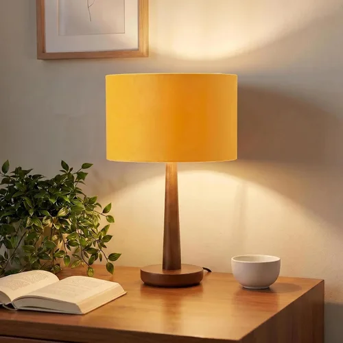 Miniatura 10 de Lámpara de mesa moderna de 18.5 pulgadas con base de madera de nogal, lámpara de escritorio regulable con certificación UL y mesita de noche