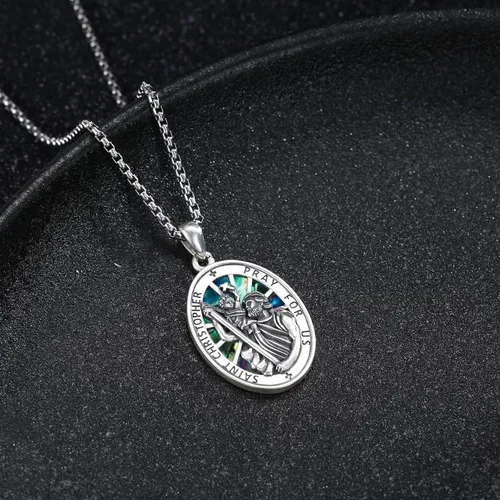 Miniatura 402 de Collar de plata de ley 925 con medalla de San Patrón, colgante de protección católica, amuleto, joyería religiosa para hombres y mujeres