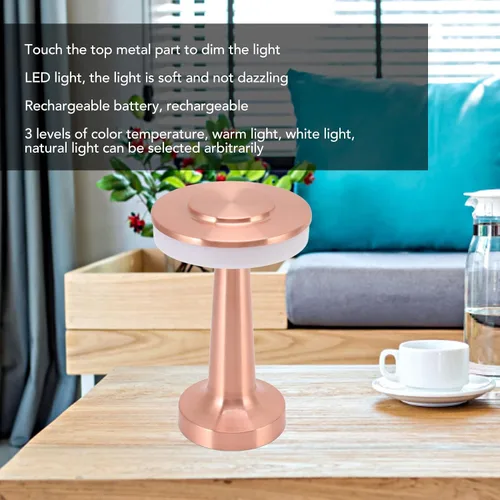 Miniatura 2 de ASHATA LED portátil con control táctil retro, lámparas de mesa modernas, 3 niveles de temperatura de color, luz nocturna recargable para hotel