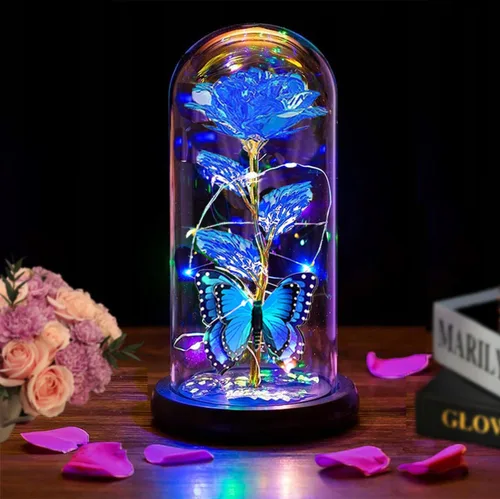 Miniatura 12 de Flores para el Día de la Madre, regalos para mamá, esposa, ella, mujer, rosa iluminada en una cúpula de cristal, rosa para el día de la madre, Rojo