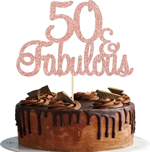 Miniatura 21 de Gyufise 1 decoración de pastel de 10 y fabulosa decoración de pastel de oro rosa con purpurina de diez y fabulosos adornos para tartas de feliz 10º