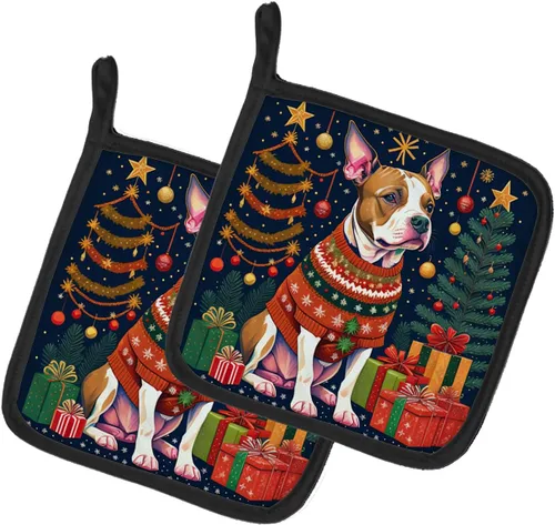 Miniatura 25 de Caroline's Treasures Fawn Pug - Par de soportes para ollas de Navidad, resistentes al calor, juego de ollas para horno, almohadillas calientes