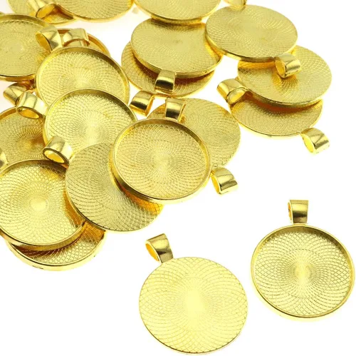 Miniatura 14 de Bandejas colgantes de bisel redondo, cabujón, base en blanco para manualidades, fotos, joyas, hallazgos, fabricación de accesorios, Plata Plata