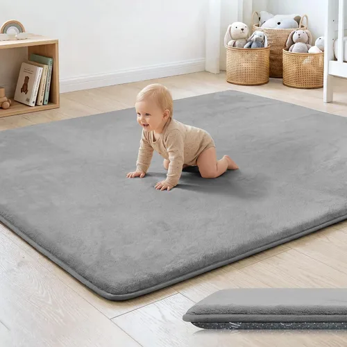 Miniatura 35 de Tapete de cama de bebé de 1.3 pulgadas de grosor para dormitorio, tapete básico de espuma acolchada suave de felpa de 28 x 72 pulgadas con acolchado