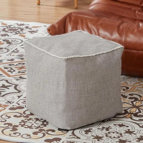 Louis Donné Funda otomana de almacenamiento sin relleno de 45 x 45 pulgadas, lino de algodón, para bricolaje, reposapiés decorativo para sala de