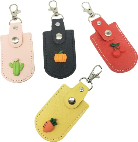 Miniatura 8 de Funda protectora de piel sintética para unidad flash USB, 3 unidades, se puede utilizar para yubikey o una funda yubikey. Rojo Profundo