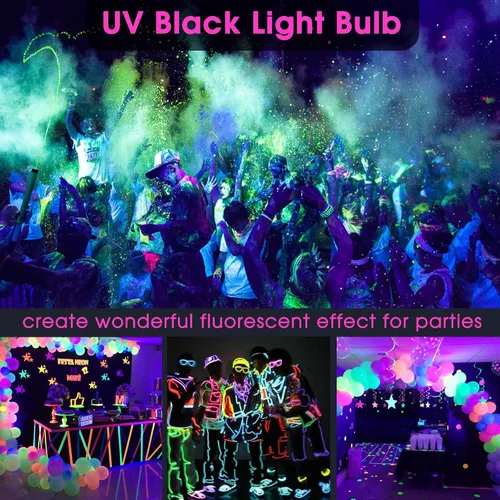 Miniatura 4 de Bombillas Briignite de luz negra, 12 W LED de luz negra para decoración de Halloween, foco de luz UV-A 385-400 nm, foco de luz negra A19 para UV