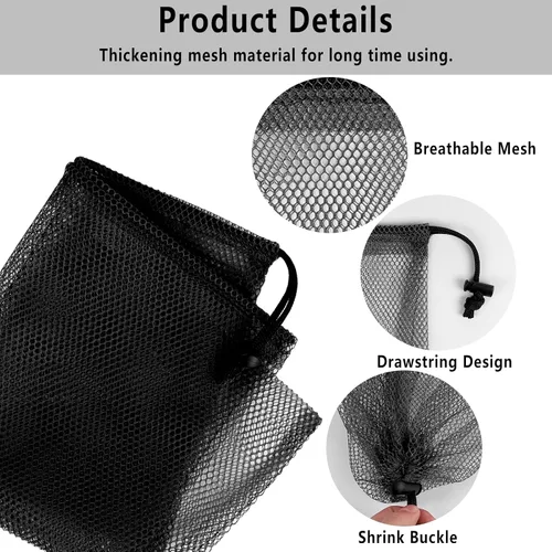 Miniatura 3 de GoodtoU Bolsas de malla con cordón 20 bolsas de malla de nailon de 13 x 15.5 pulgadas con cierre de cordón multiusos