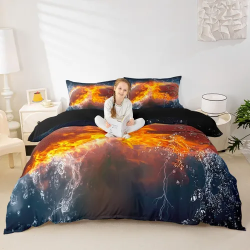 Miniatura 43 de Erosebridal Sports Duvet Cover Football Patchwork Bedding Sets, Geometric Ball Pattern Bed Cover Rugby Game Bed Set Twin