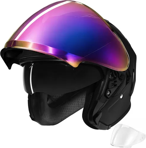 Miniatura 8 de XFMT 3/4 Open Face Motorcycle Helmet Dual Visor Moped Street Bike Scooter Helmet with Internal Sunshield for Adults Men & Women, DOT Approved