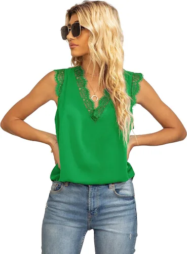 Miniatura 89 de VIISHOW - Camiseta sin mangas, sexy, con cuello en V y bordes de encaje para mujer, camisola de vestir, camisas de gasa, sin mangas, casuales