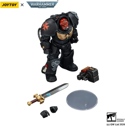 Miniatura 6 de JOYTOY Warhammer 40K Black Templars Terminator 2 con Power Fist y Storm Bolter 1:18, figura de acción Mecha Joy modelo de juguete coleccionable a