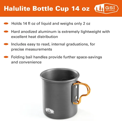 Miniatura 2 de GSI Outdoors Vaso de aluminio anodizado duro para botella de halulitis I Taza ligera y recipiente de alimentos con asas plegables para acampar