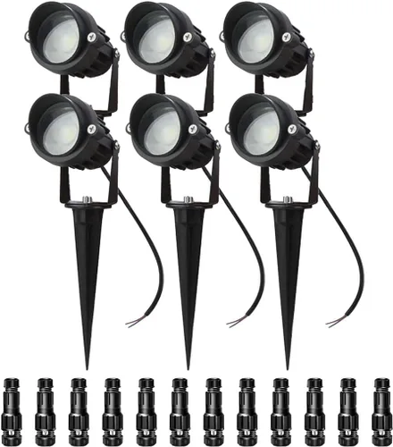 Luces de paisaje de bajo voltaje, iluminación LED de paisaje para exteriores con conectores, 5 W, 500 lm, focos de lente de enfoque, 24 V CA/CC 3000