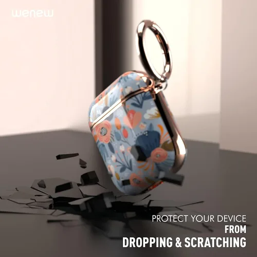 Miniatura 7 de wenew Funda rígida para AirPod AirPods de 1ª y 2ª generación con llavero para mujeres y hombres (azul)