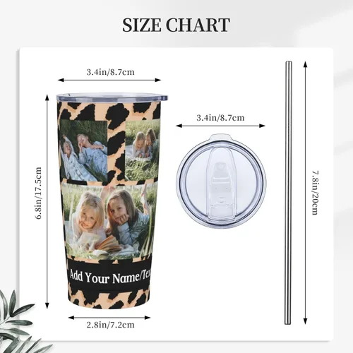 Miniatura 3 de Vaso de viaje de acero inoxidable aislado de 20 onzas con nombre y texto fotográfico personalizado, regalo para mamá, papá, amigo, regalo de Style 5