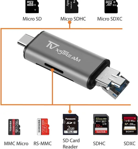 Miniatura 3 de Lector de tarjetas SD, 3 en 1 USB 2.0 / USB C/Micro USB - SD, Micro SD, SDXC, SDHC, Micro SDHC, lector de tarjetas de memoria Micro SDXC