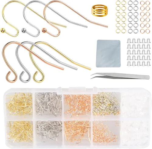 Miniatura 16 de Ganchos para aretes de oro 80 unidades/40 pares, alambres para aretes con gancho de pez, 240 piezas de accesorios de joyería hipoalergénicos con Oro