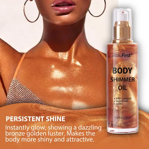 Miniatura 3 de Shimmer - Aceite corporal de 3.4 fl oz, purpurina facial para verano, luz hidratante para el cuerpo, brillo brillante, no pegajoso, iluminador e