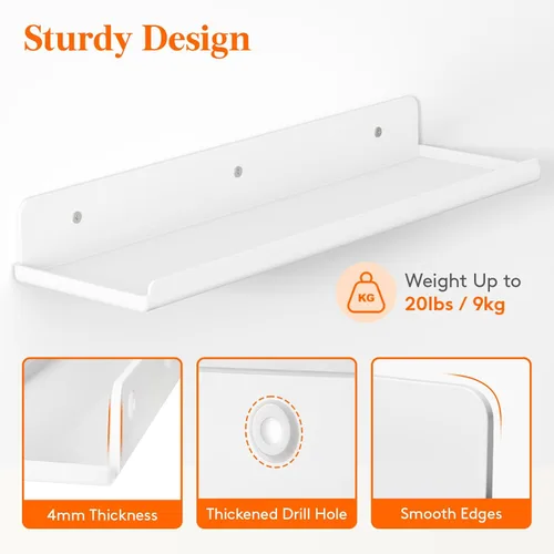 Miniatura 2 de Lifewit Estantes flotantes para pared, paquete de 4 estantes acrílicos blancos de 15 pulgadas, decoración de habitación para estantería/exhibición
