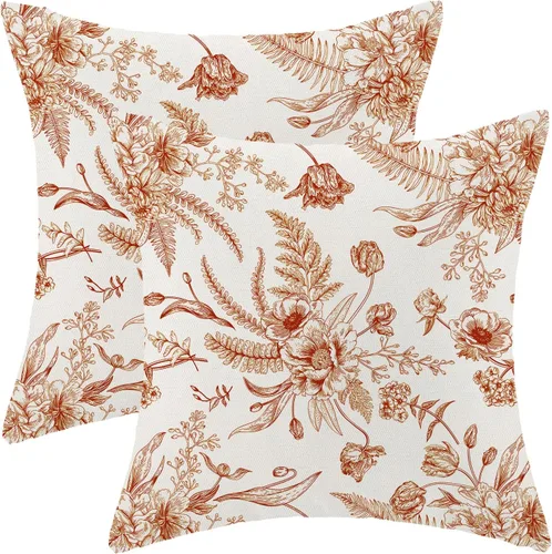 Miniatura 36 de CXMEIFLY Juego de 2 fundas de almohada de hojas florales de primavera de 16 x 16 pulgadas, para decoración de flores chinoiserie, almohadas