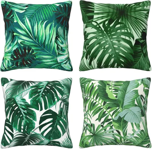 Miniatura 17 de Juego de 4 fundas de almohada de flamencos tropicales y flores rosadas, 18 x 18 pulgadas, diseño de peonías florales de mariposa, fundas de almohada