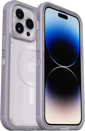 OtterBox Funda para iPhone 14 Pro (solamente) Defender Series XT, color lavanda (púrpura/transparente), sin pantalla, resistente, se ajusta a