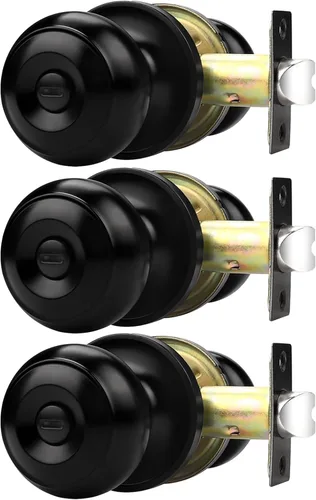 Probrico - Perillas de puerta color negro mate, manijas de puerta con cerradura y pomo, manijas de puerta interior sin llave para baño y dormitorio,