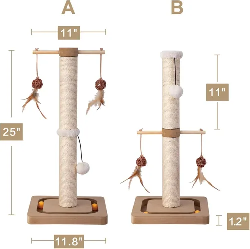 Miniatura 3 de PEEKAB Poste rascador para gatos de alta calidad, rascadores de sisal con juguetes interactivos de seguimiento, rascador vertical para gatos