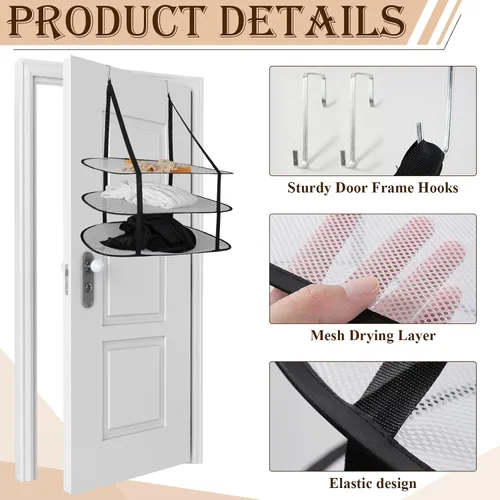 Miniatura 3 de 2 piezas de 3 niveles de malla plana plegable para suéter, ropa y organización de la habitación, perfecto para apartamentos, dormitorios, baños
