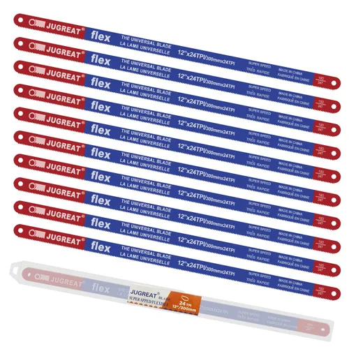 Miniatura 12 de JUGREAT Hojas de sierra para metales de repuesto de 12 pulgadas, dientes de tierra de acero de alta velocidad - 24TPI (paquete de 10)