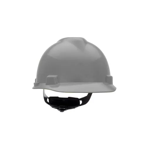 MSA 495855 V-Gard - Casco de seguridad, con suspensión de trinquete Fas-Trac III, carcasa de polietileno, protección anti-impacto superior, correas