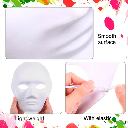 Miniatura 3 de Aoriher 50 máscaras de papel maché de cara completa, color blanco, pintables, a granel, para Mardi Gras, cosplay, fiesta de baile para adultos