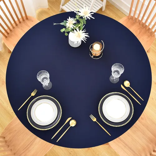 Miniatura 9 de Mantel ajustable con bordes elásticos para mesas redondas, funda elástica de elastano de 48 pulgadas para mesa en casa, comedor, picnic, fiesta