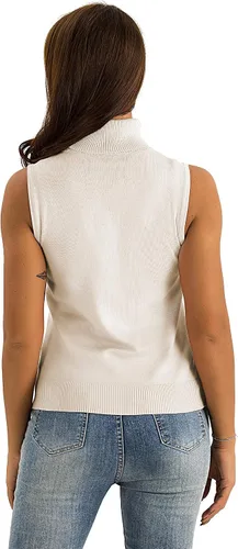 Miniatura 4 de Spicy Sandia Suéter ajustado sin mangas de punto de cuello alto elástico para mujer