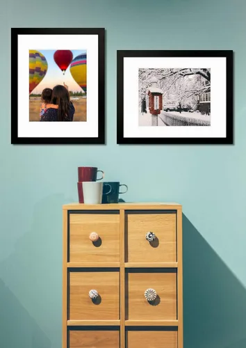 Miniatura 4 de Golden State Art, Portarretratos negro de 11 x 14 pulgadas con paspartú para mostrar fotos de 8 x 10, cristal real (paquete de 2)