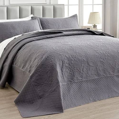 Miniatura 11 de Qucover Alaska King Colcha 132 x 120 pulgadas, colcha extragrande de color naranja quemado, 3 piezas de microfibra suave, ligera, colchas King