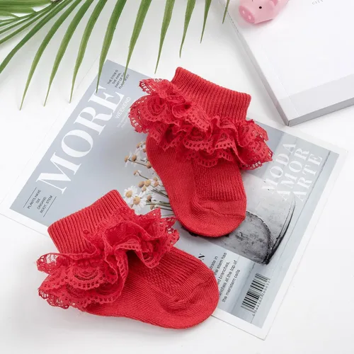 Miniatura 3 de BQUBO - Calcetines para bebés y niñas calcetines de encaje con volantes calcetines para recién nacidoniños pequeños calcetines con ojales calcetines