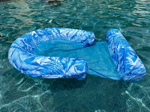 Miniatura 5 de Paquete de 2 flotadores de piscina para adultos, tumbona flotante de piscina con reposabrazaderas, silla flotante para adultos para piscina, playa