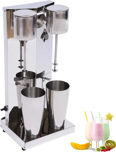 Gdrasuya10 Máquina comercial de sacudida de leche, acero inoxidable doble cabeza eléctrica silenciosa máquina de batido de leche con taza de 27.1 fl