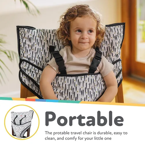Miniatura 4 de Nuby On The Go Silla de viaje portátil para bebés y niños pequeños, correas ajustables de seguridad de 5 puntos, más de 6 meses, se pliega en una