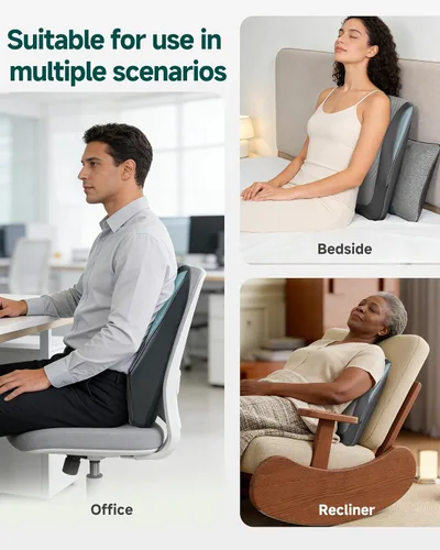 Miniatura 7 de Snailax Masajeador de espalda para dolor de espalda, tejido profundo, masajeador de espalda Shiatsu con calor, almohada de masaje de silla