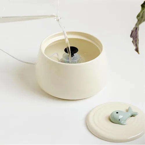 Miniatura 8 de Cuencos de cerámica para alimentación y bebida de mascotas, fuente de agua para gatos de 1.3 L/44 onzas, fuente de agua para gatos y perros
