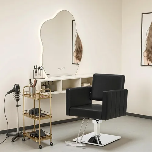 Miniatura 2 de Silla BarberPub para estilista de salón, silla de peluquería hidráulica, altura ajustable, cuero PVC, giro de 360 grados, barbería, salón en casa