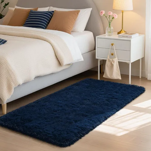 Miniatura 13 de HOMORE Alfombra de pasillo de 2 x 4 pulgadas, alfombra negra para dormitorio, alfombras esponjosas para pasillo, mesita de noche, alfombras largas